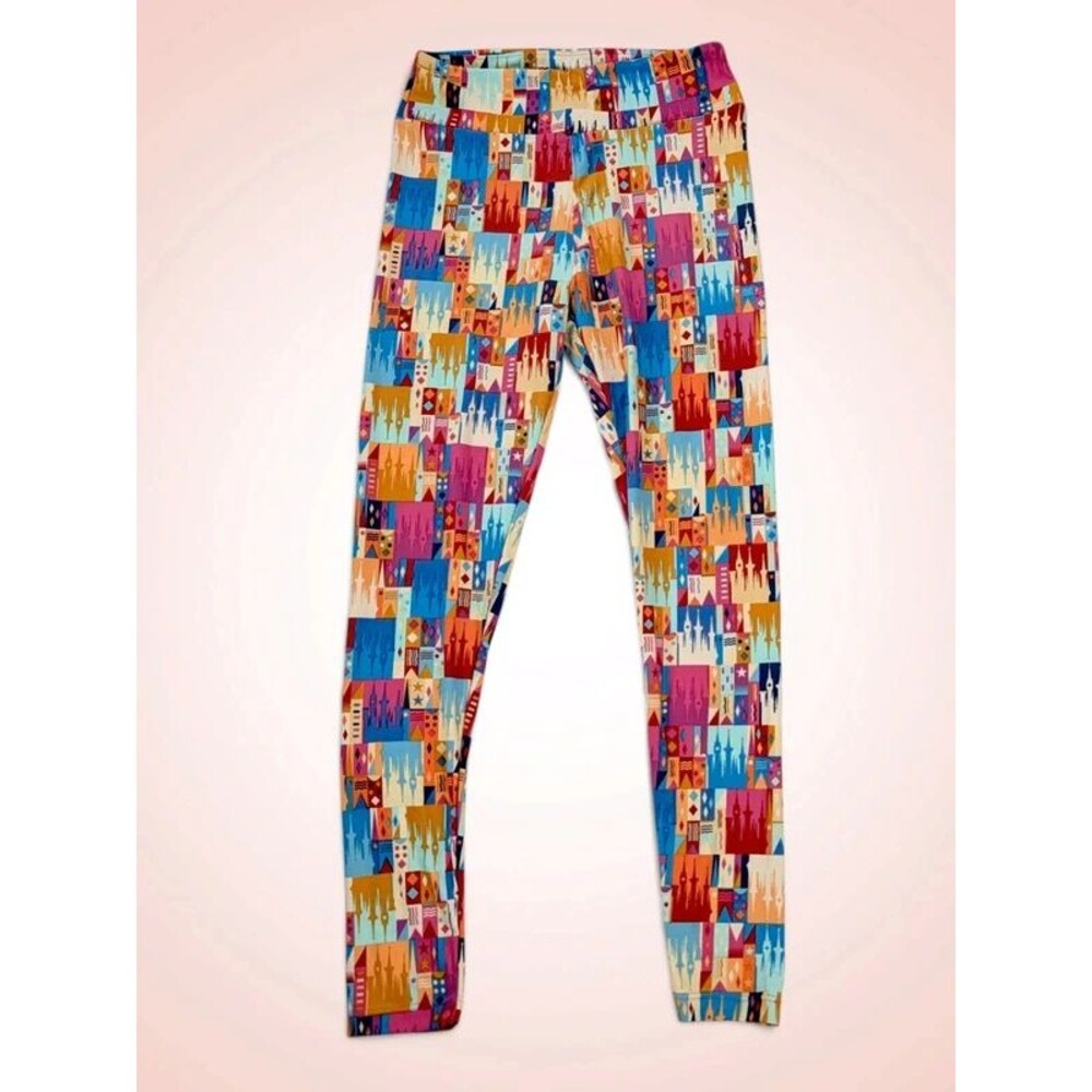LuLaRoe OS Leggings Small World Castle Geometric Print One Size